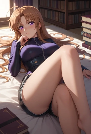 lyrical_nanoha,raising_heart,leather,shorts  - AI generated anime art