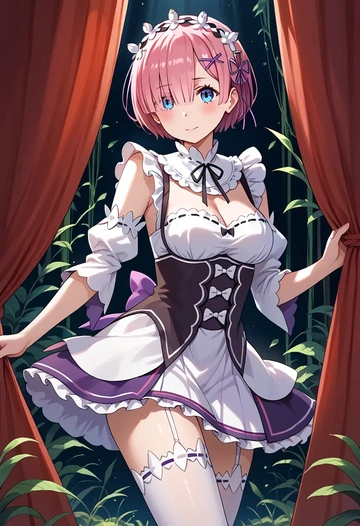 re_zero_kara_hajimeru_isekai_seikatsu,ram_(re_zero),Victorian-era,stockings,sexy  - AI generated anime art