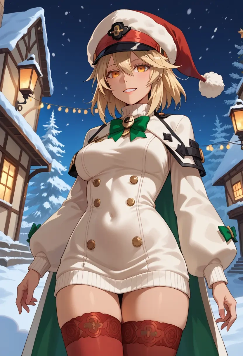 guilty_gear,ramlethal_valentine,Christmas,sweater dress,stockings  - 