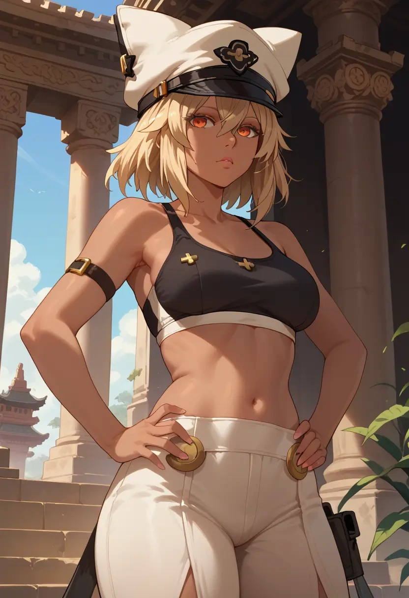 guilty_gear,ramlethal_valentine,sports bra,wide-leg joggers  - 