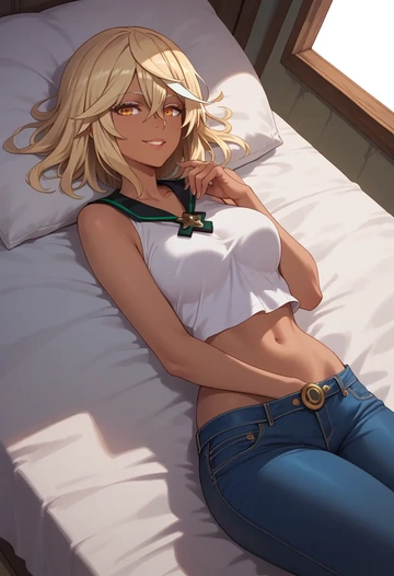 guilty_gear,ramlethal_valentine,crop top  - AI generated anime art