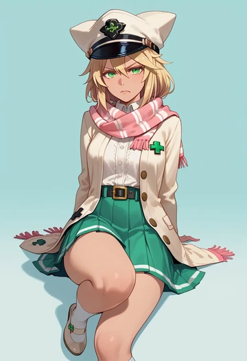 guilty_gear,ramlethal_valentine,spring,student uniform,light cardigan  - AI generated anime art