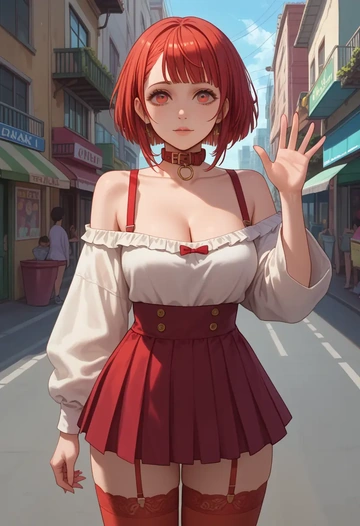 macross,ranka_lee,collar,oversized,Thigh garters  - AI generated anime art