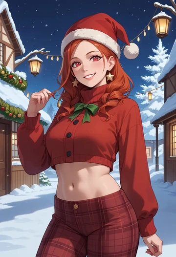 macross,ranka_lee,Christmas,plaid trousers  - AI generated anime art