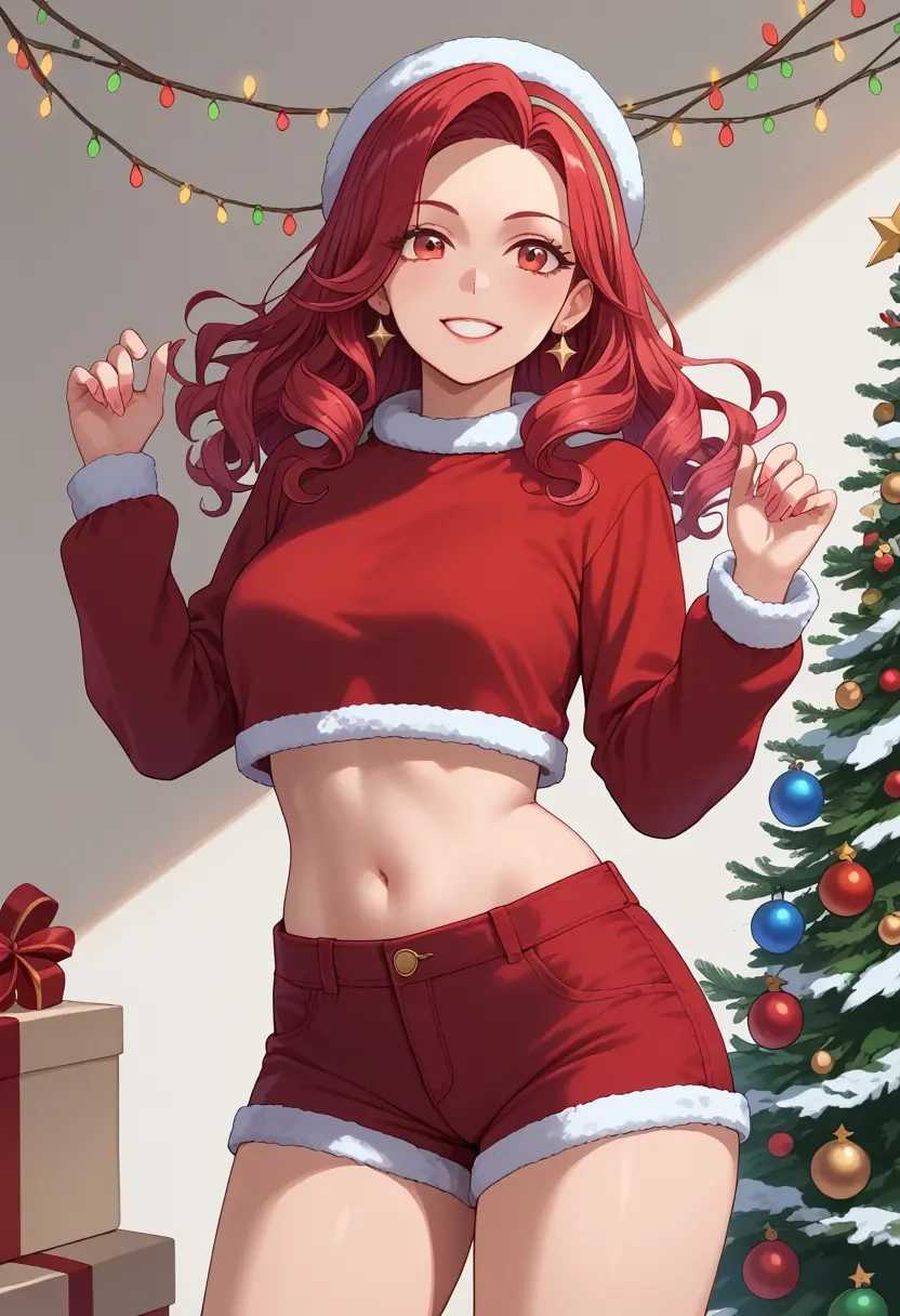 macross,ranka_lee,Christmas,red velvet shorts  - 