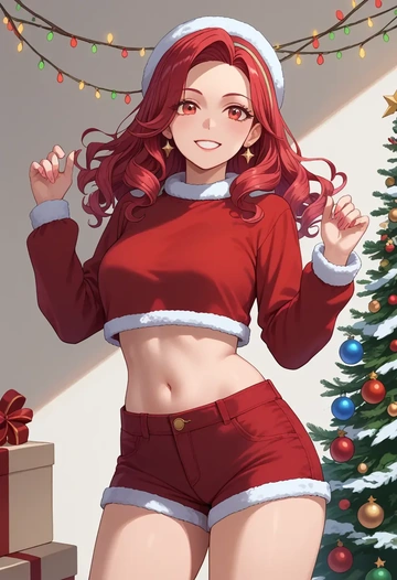 macross,ranka_lee,Christmas,red velvet shorts  - AI generated anime art