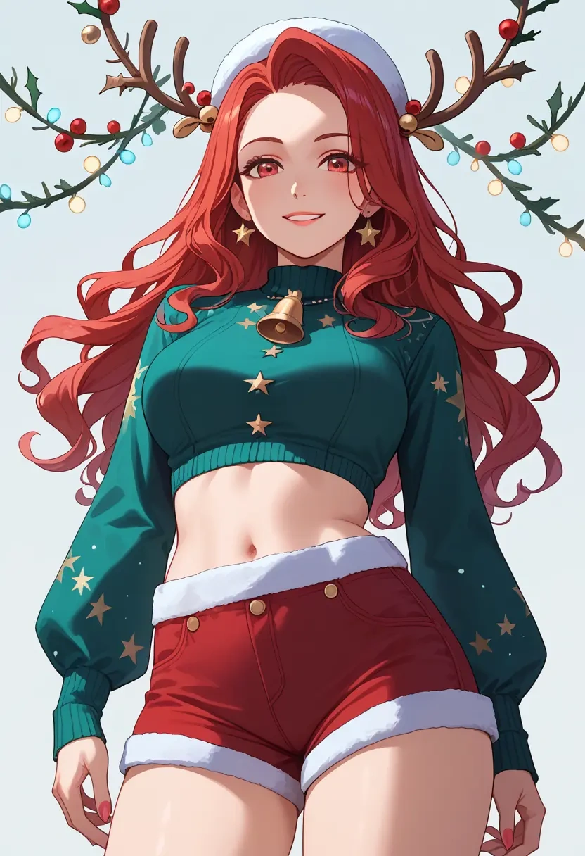 macross,ranka_lee,Christmas,red velvet shorts  - 