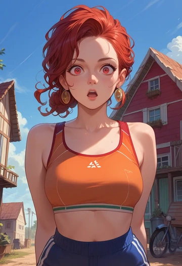 macross,ranka_lee,sports crop,high-waisted shorts  - AI generated anime art