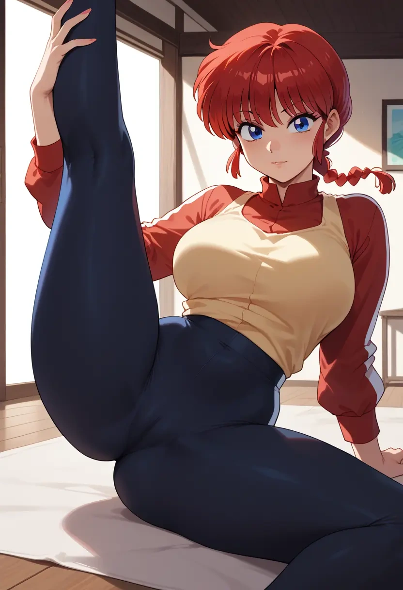 ranma_1_2,ranma_chan,yoga, leggings,spread legs,one leg up,sexy  - 