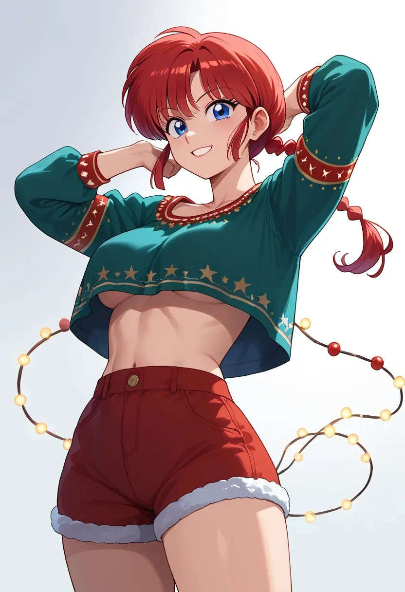 ranma_1_2,ranma_chan,Christmas,red velvet shorts  - 