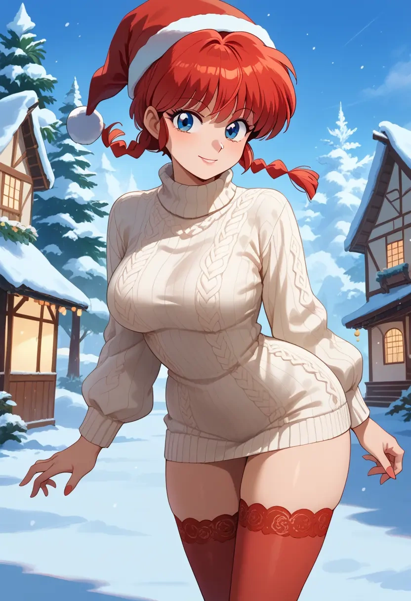 ranma_1_2,ranma_chan,Christmas,sweater dress,stockings  - 