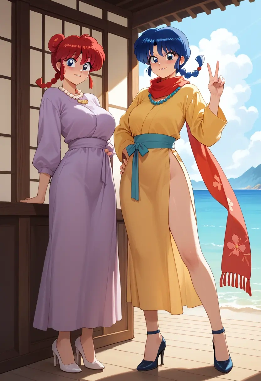 ranma_1_2,ranma_chan,spring,elegant woman,wrap dress  - 