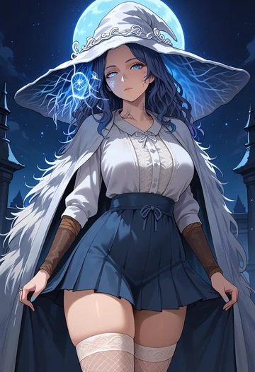 elden_ring,ranni_the_witch,mini skirt, stockings  - AI generated anime art