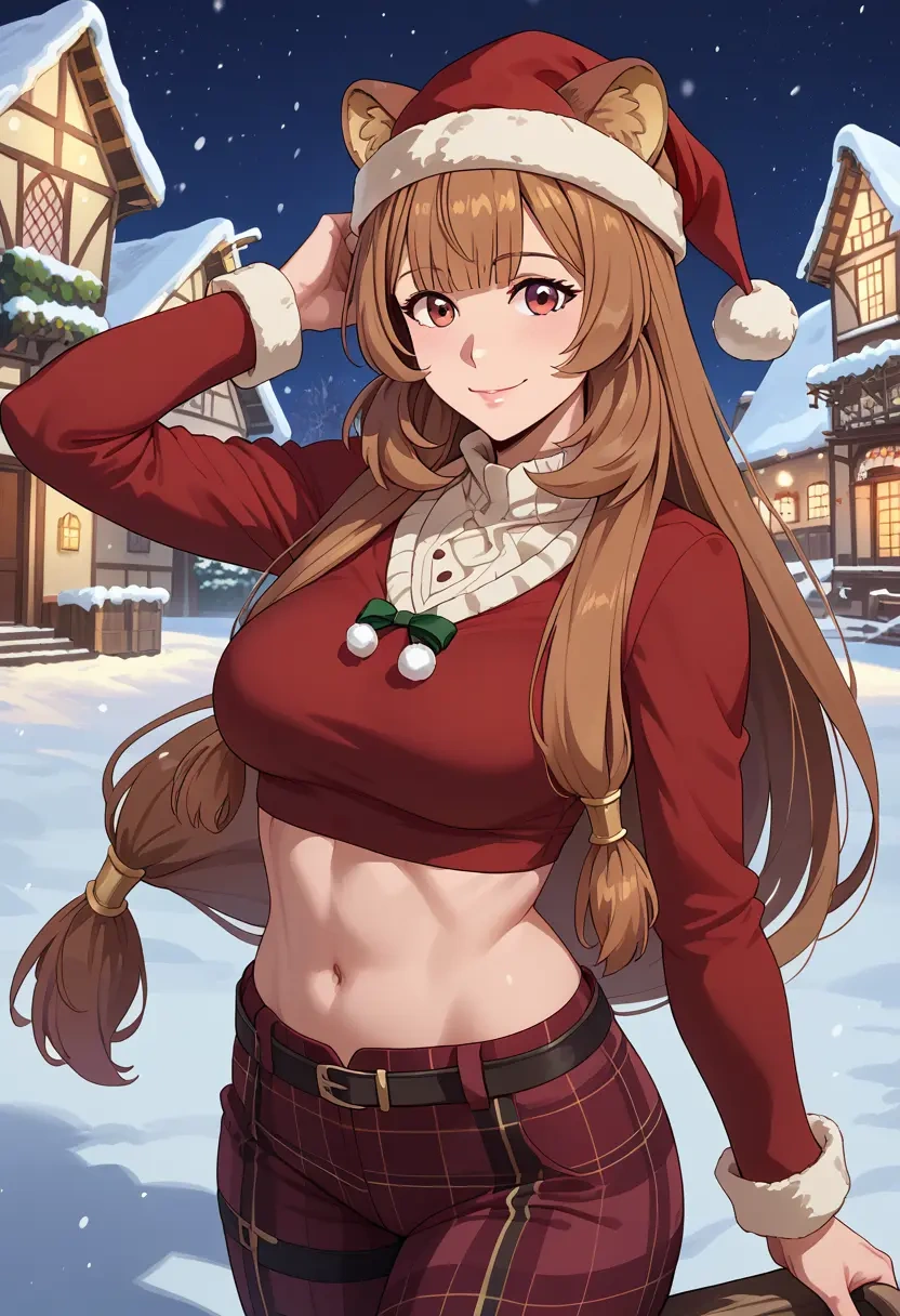 tate_no_yuusha_no_nariagari,raphtalia,Christmas,plaid trousers  - 