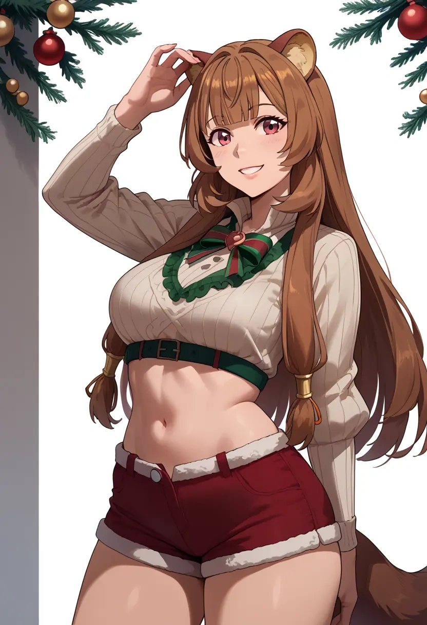 tate_no_yuusha_no_nariagari,raphtalia,Christmas,red velvet shorts  - 