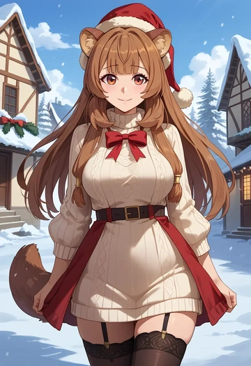 tate_no_yuusha_no_nariagari,raphtalia,sweater,stockings,Thigh garters  - AI generated anime art