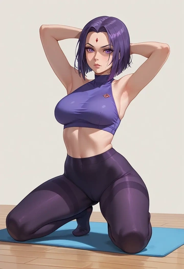 dc_comics,raven,leggings,yoga  - AI generated anime art