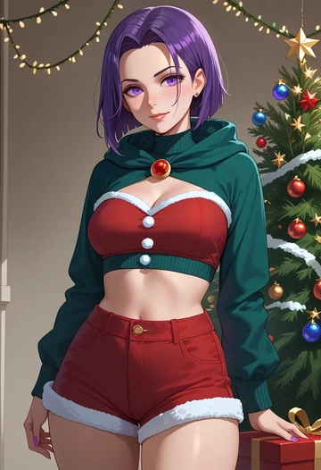 dc_comics,raven,Christmas,red velvet shorts  - AI generated anime art