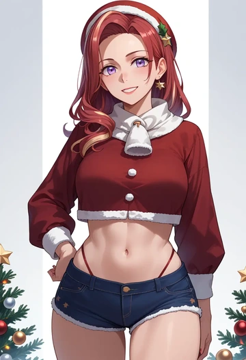 kantai_collection,re-class_battleship,Christmas,red velvet shorts  - AI generated anime art