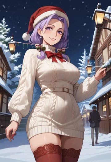 kantai_collection,re-class_battleship,Christmas,sweater dress,stockings  - AI generated anime art