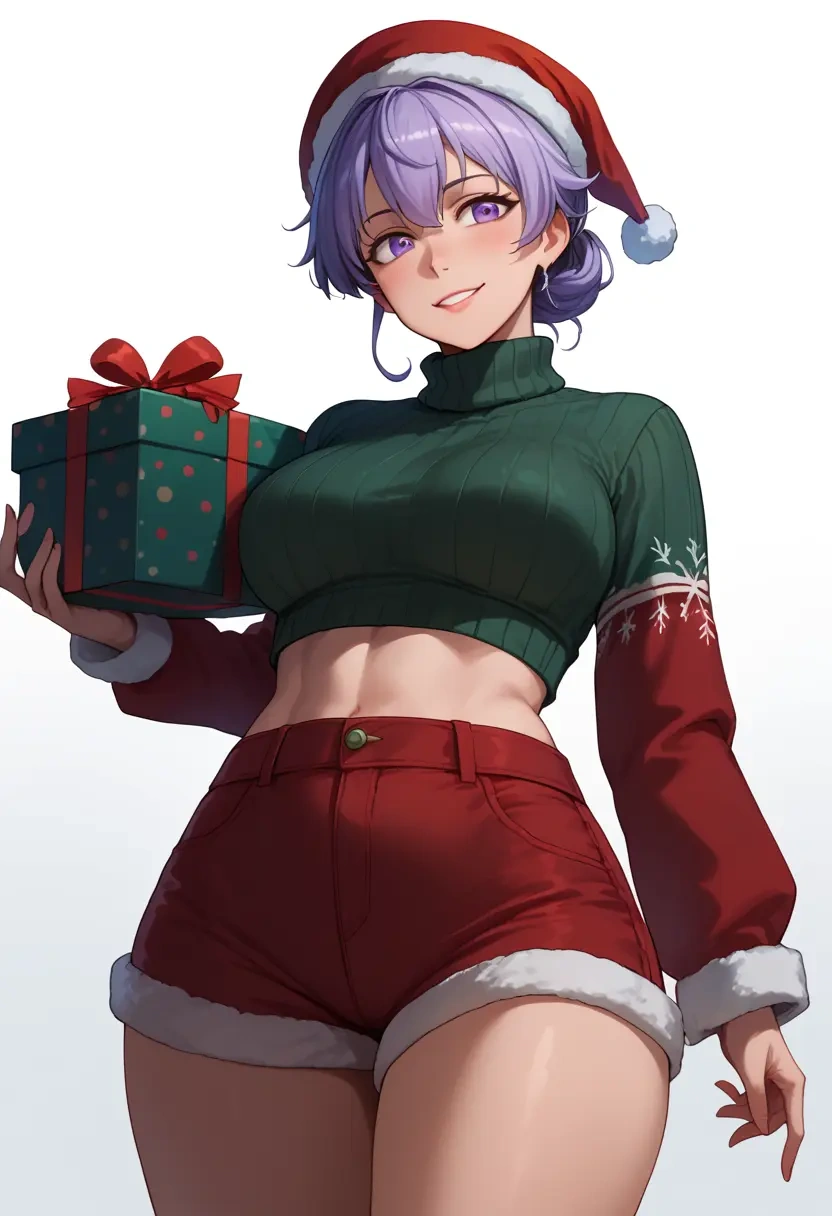 kantai_collection,re-class_battleship,Christmas,red velvet shorts,turtleneck sweater  - 