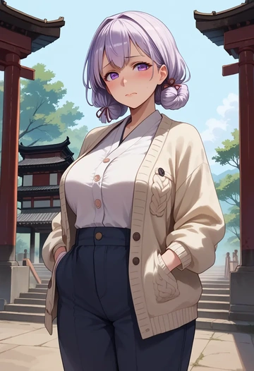 kantai_collection,re-class_battleship,cardigan,oversized,wide-leg pants  - AI generated anime art