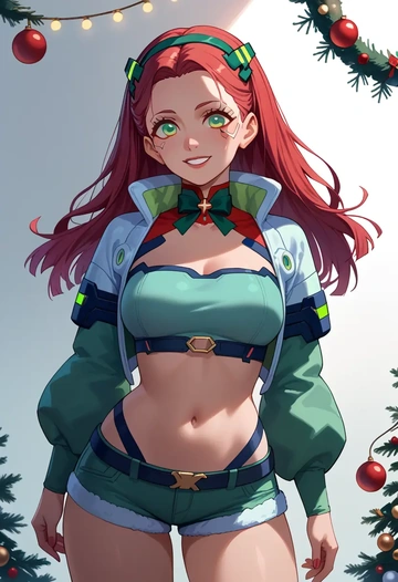 cyberpunk_(series),rebecca_(cyberpunk),Christmas,red velvet shorts  - AI generated anime art