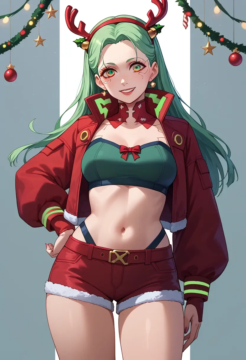 cyberpunk_(series),rebecca_(cyberpunk),Christmas,red velvet shorts  - 