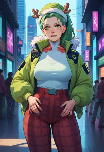 cyberpunk_(series),rebecca_(cyberpunk),Christmas  - AI generated anime art