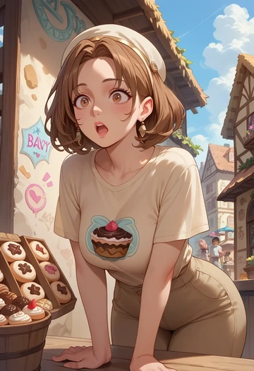 atelier_(series),reisalin_stout,crop graffiti tee,dolphin shorts  - AI generated anime art