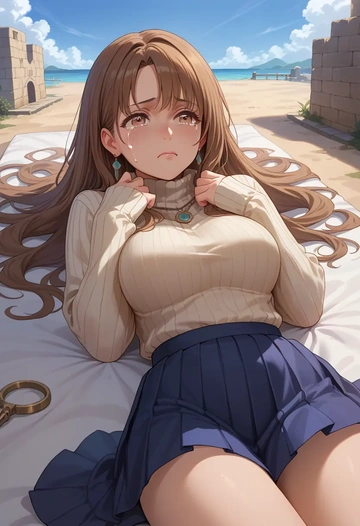 atelier_(series),reisalin_stout,skirt,pleated,turtleneck sweater  - AI generated anime art