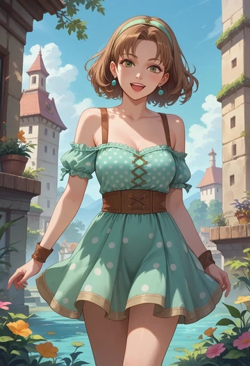 atelier_(series),reisalin_stout,silk slip dress,polka dots  - AI generated anime art