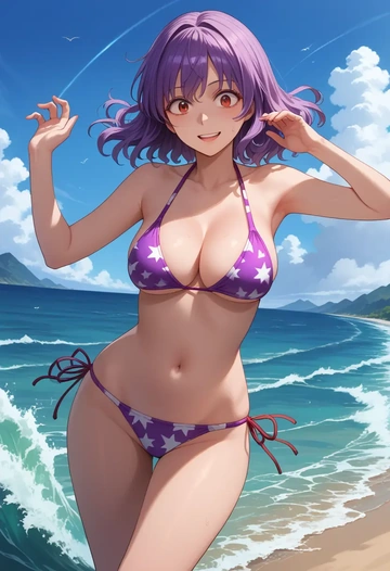 touhou,reisen_udongein_inaba,bikini,rainbow-colored,sexy  - AI generated anime art