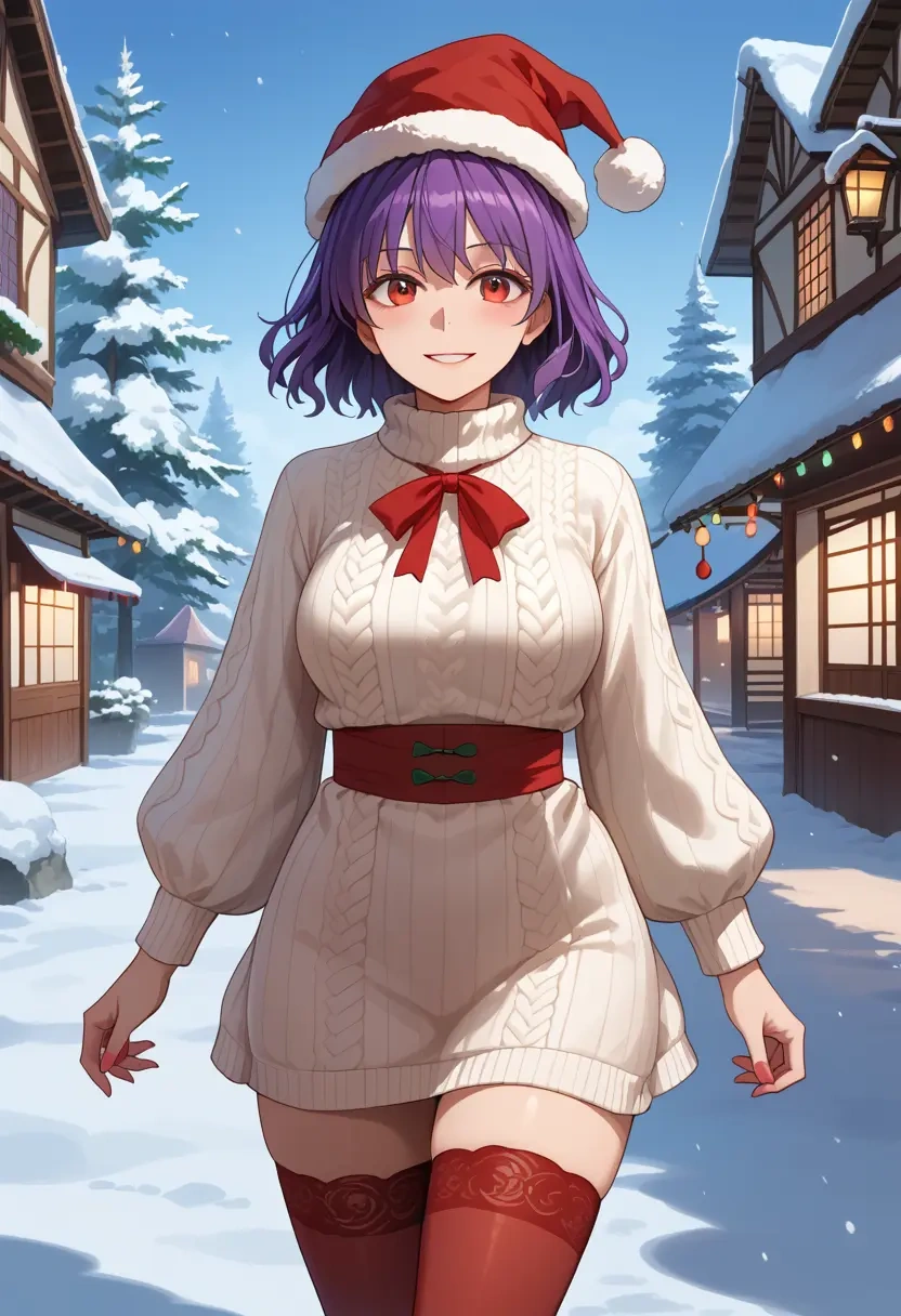 touhou,reisen_udongein_inaba,Christmas,sweater dress,stockings  - 