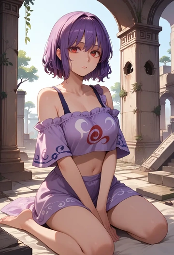 touhou,reisen_udongein_inaba,off-shoulder top,dolphin shorts  - AI generated anime art