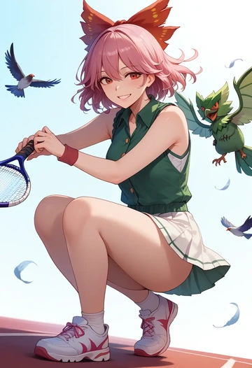 touhou,reiuji_utsuho_(bird),tennis skirt  - AI generated anime art