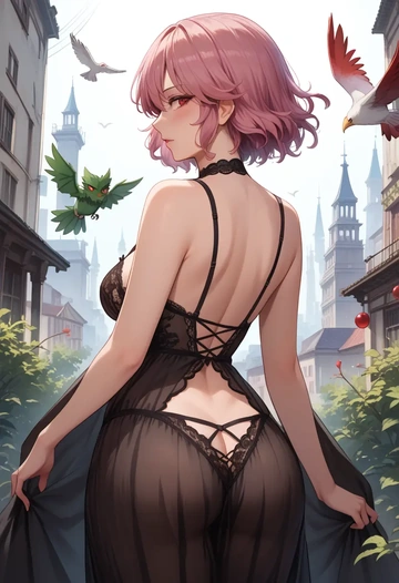 touhou,reiuji_utsuho_(bird),lingerie  - AI generated anime art