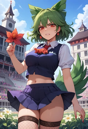 touhou,reiuji_utsuho,mini skirt, stockings  - AI generated anime art