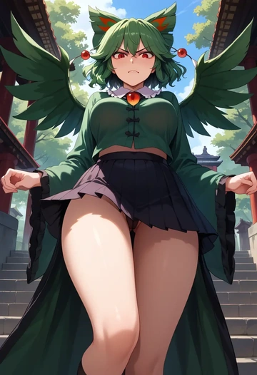 touhou,reiuji_utsuho,mini skirt, stockings  - AI generated anime art