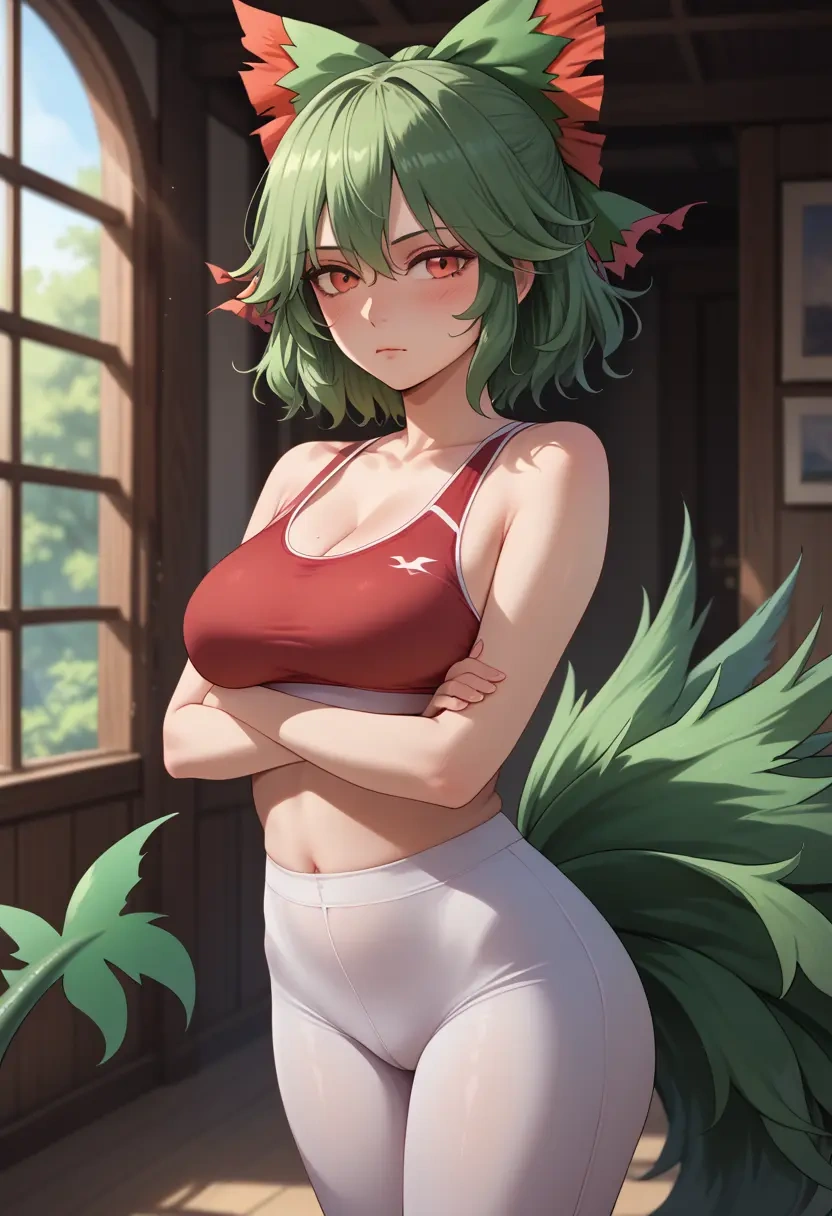 touhou,reiuji_utsuho,yoga shorts, bra  - 