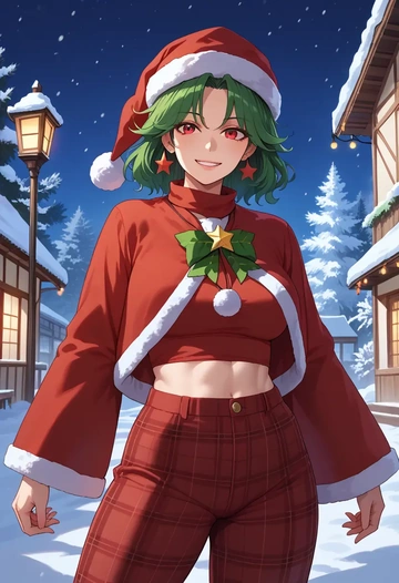 touhou,reiuji_utsuho,Christmas,plaid trousers  - AI generated anime art