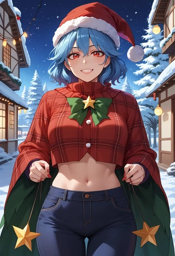 touhou,reiuji_utsuho,Christmas,plaid trousers  - AI generated anime art