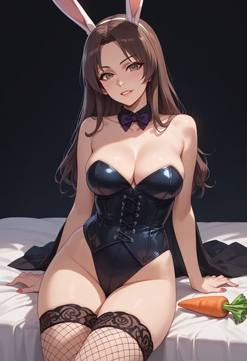 girls_und_panzer,reizei_mako,bunny girl, sexy,stockings  - AI generated anime art