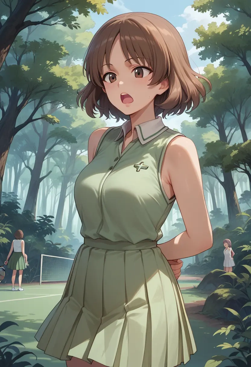 girls_und_panzer,reizei_mako,tennis dress,visor,trainers  - 