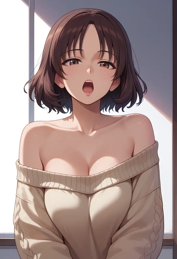 girls_und_panzer,reizei_mako,sweater,off-shoulder,collar  - AI generated anime art