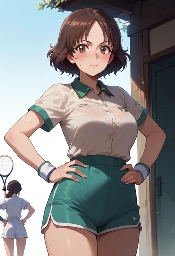 girls_und_panzer,reizei_mako,tennis polo,skort  - AI generated anime art