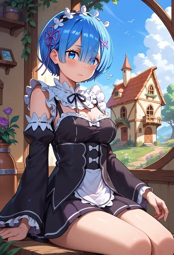 re_zero_kara_hajimeru_isekai_seikatsu,rem_(re_zero),pajamas  - AI generated anime art