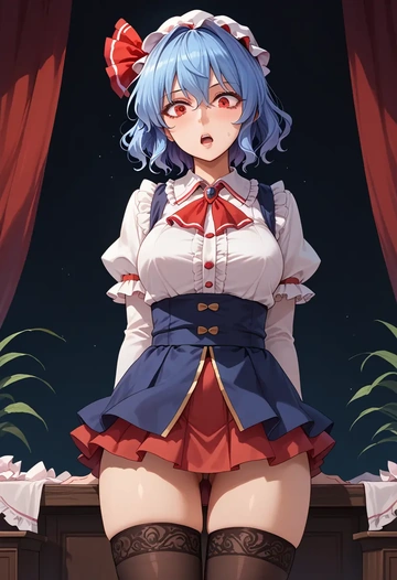 touhou,remilia_scarlet,mini skirt, stockings  - AI generated anime art