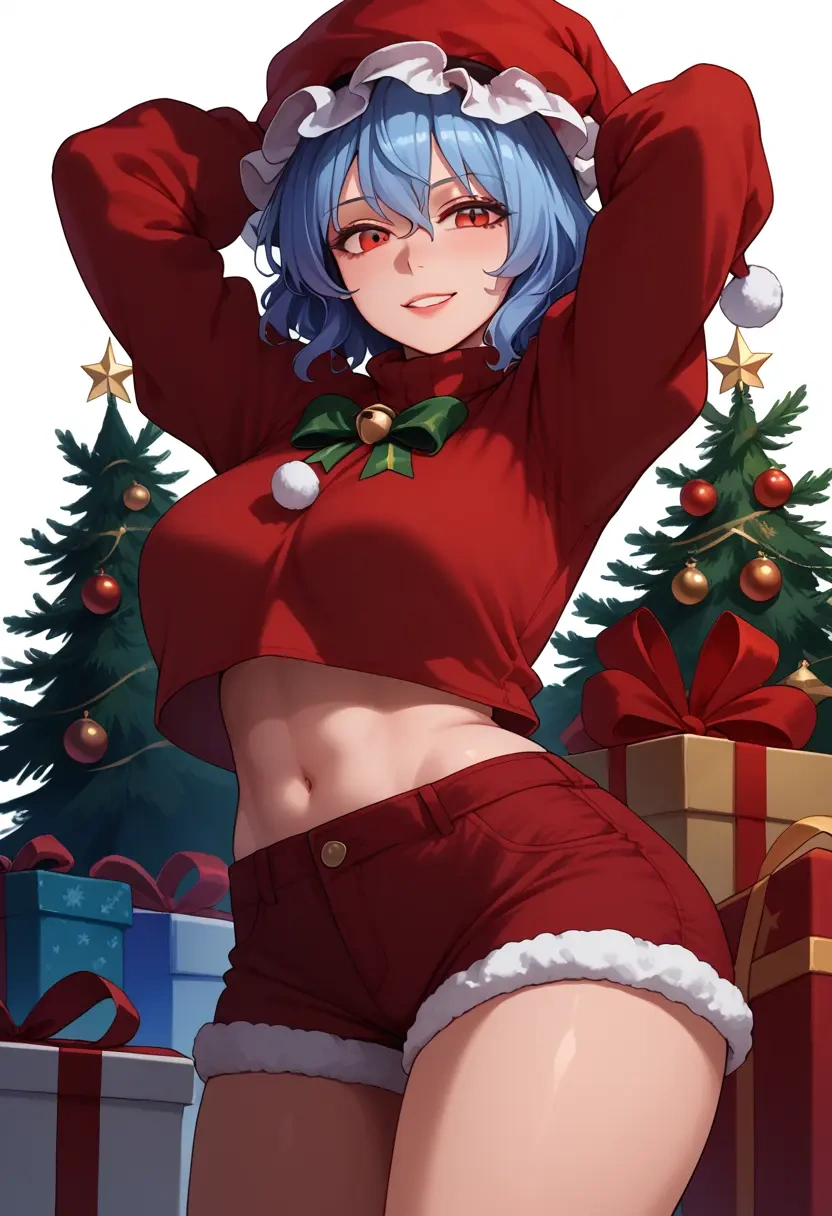 touhou,remilia_scarlet,Christmas,red velvet shorts,turtleneck sweater  - 