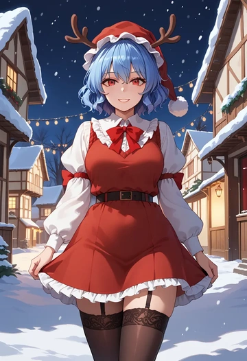 touhou,remilia_scarlet,sweater,stockings,Thigh garters  - AI generated anime art